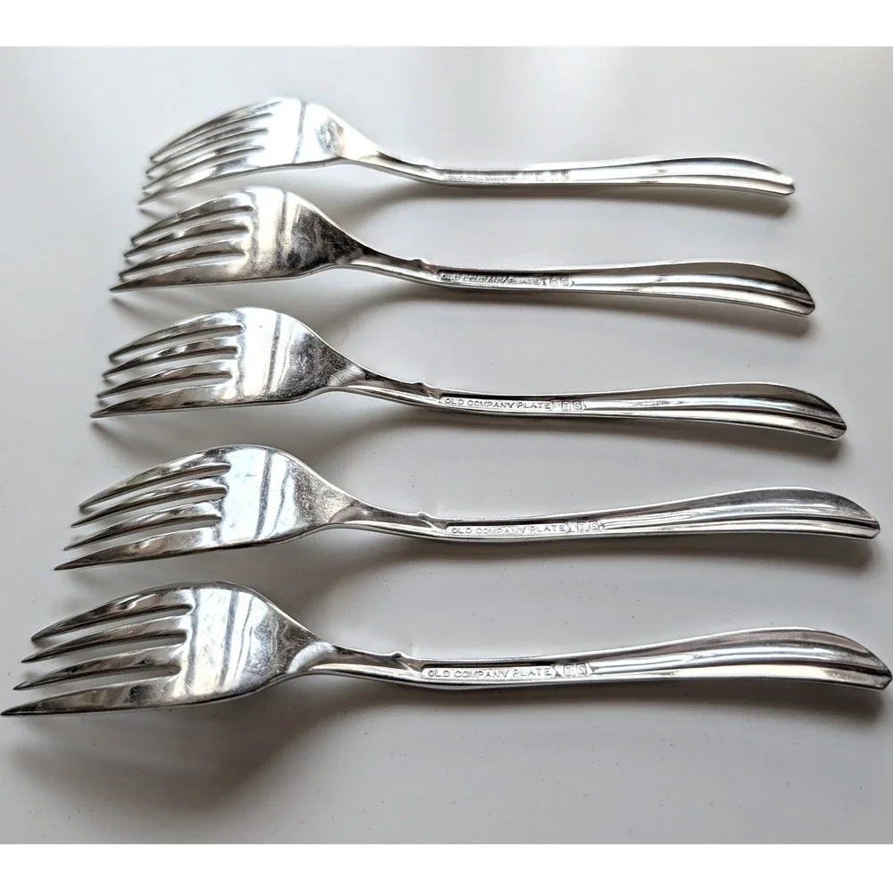 5 Old Company Plate Radiance Silverplate Dinner Forks Vintage IS MCM‎ 6.75